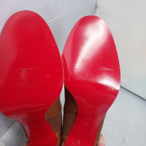 Christian Louboutin Brown Leather CL Chelsea Heel Boot - Picture 10 of 10